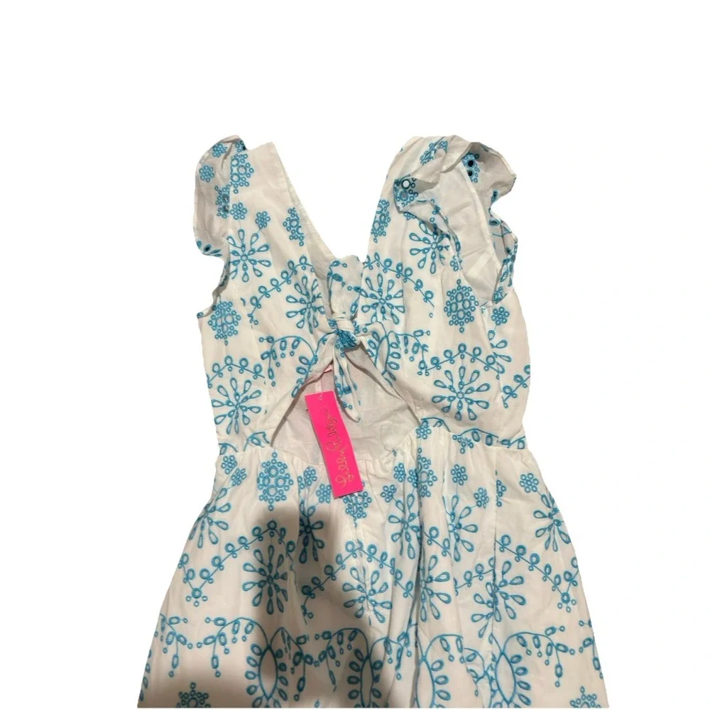 Lilly Pulitzer Lillyanne Eyelet Midi Dress Size 8 Turquoise blue Oasis Neon New - Picture 7 of 8